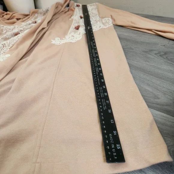Vintage Lacy Afternoon Shell Kepler Lace Rosette Cardigan Peach Plus Size 1X - Picture 5 of 14